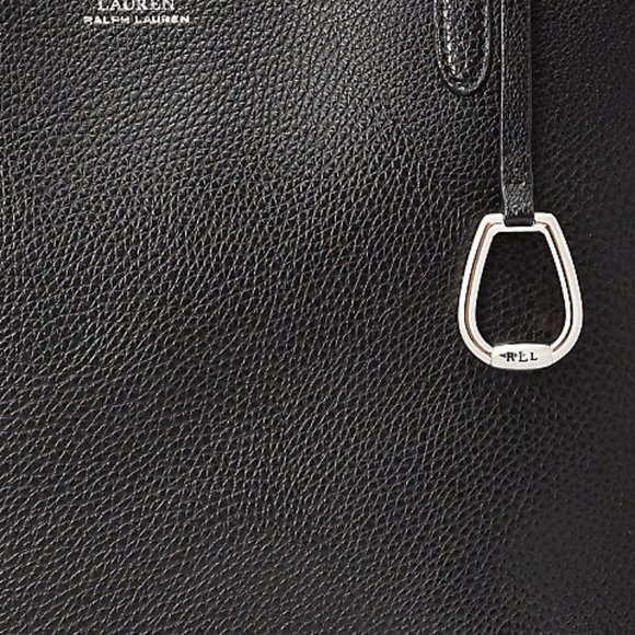 NWT! RALPH LAUREN REVERSIBLE Glen Plaid VEGAN LEATHER TOTE & matching ZIP POUCH! - Picture 4 of 11